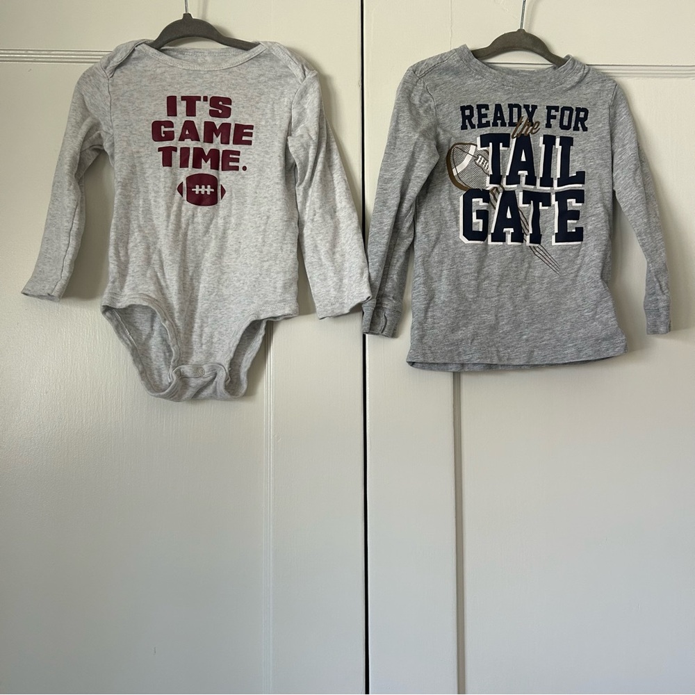 Carter’s Football Shirts Tops for Toddler - Grey Cotton - Size 24 Months